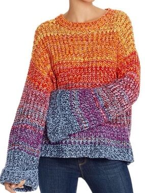 AQUA Rainbow Ombré Marled Cozy Sweater